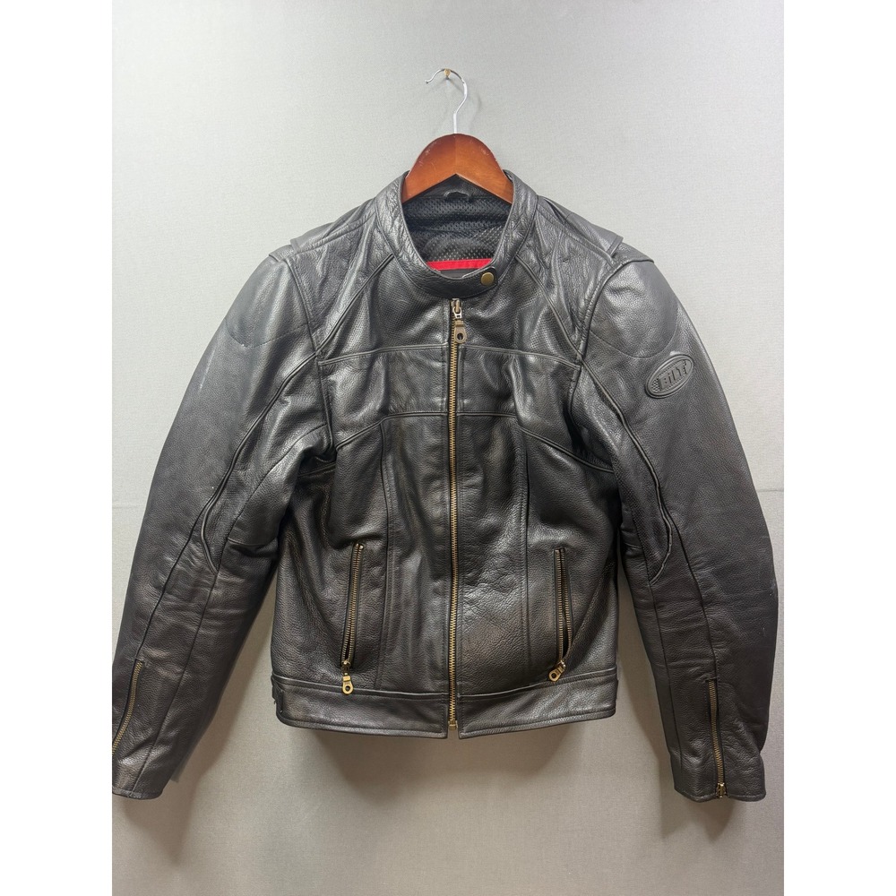 Bilt Motorcycle Jacket Mens Black Leather Biker Riding Gear XL
